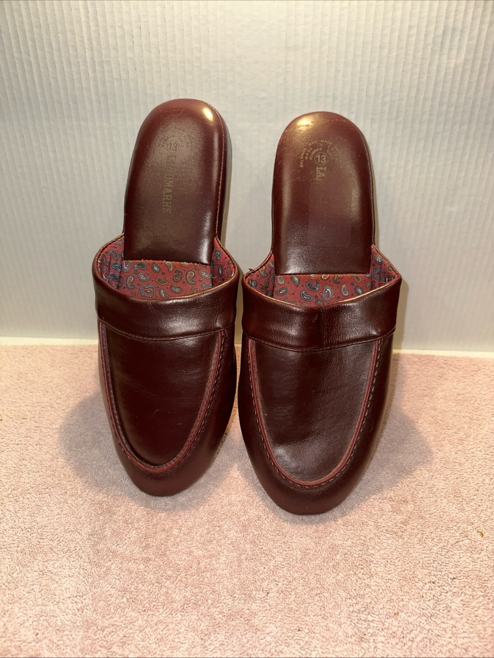 Men's Slip-On man-made Material House Mules - Burgundy size 13